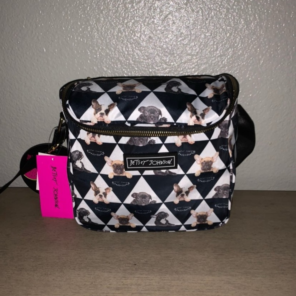 Betsey Johnson Black and White Dog Pattern Bag